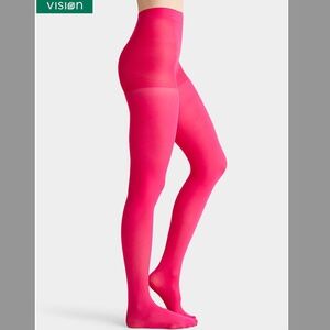 Hot pink semi-opaque 50 denier built-in support tights NWT